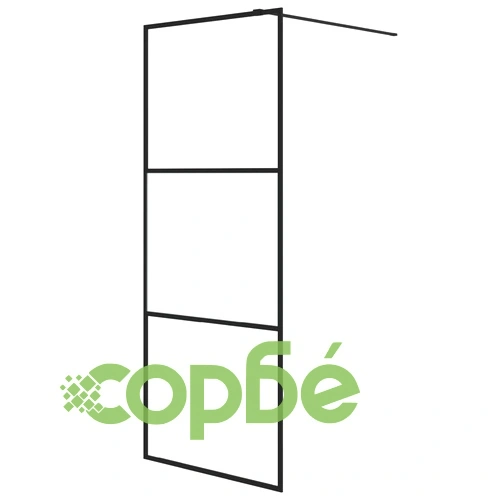 Параван за баня черно 80x195 см наполовина матирано ESG стъкло ➤ топ цена ➤ sorbe.bg