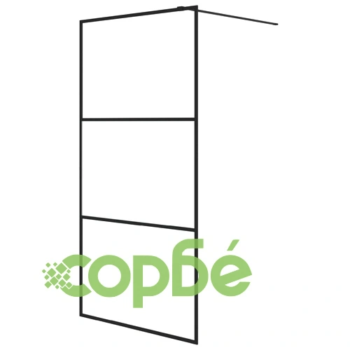 Параван за баня черен 100x195 см наполовина матирано ESG стъкло ➤ топ цена ➤ sorbe.bg