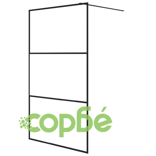 Параван за баня черен 115x195 см наполовина матирано ESG стъкло ➤ топ цена ➤ sorbe.bg