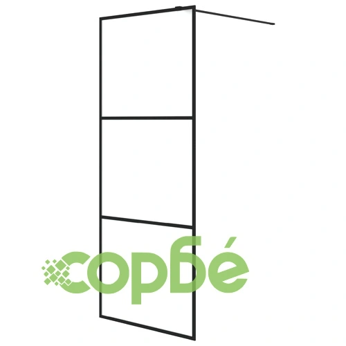 Параван за баня, черен, 80x195 см, матирано ESG стъкло ➤ топ цена ➤ sorbe.bg