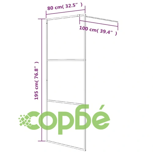 Параван за баня, черен, 80x195 см, матирано ESG стъкло ➤ топ цена ➤ sorbe.bg