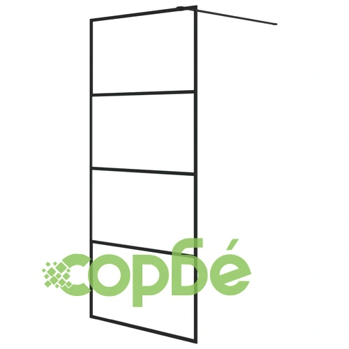 Параван за баня черен 90x195 см наполовина матирано ESG стъкло ➤ топ цена ➤ sorbe.bg