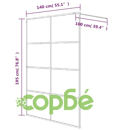 Параван за баня черен 140x195 см наполовина матирано ESG стъкло ➤ топ цена ➤ sorbe.bg