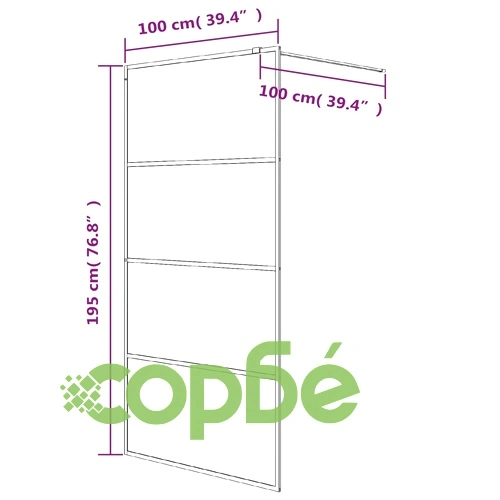 Параван за баня, черен, 100x195 см, матирано ESG стъкло ➤ топ цена ➤ sorbe.bg