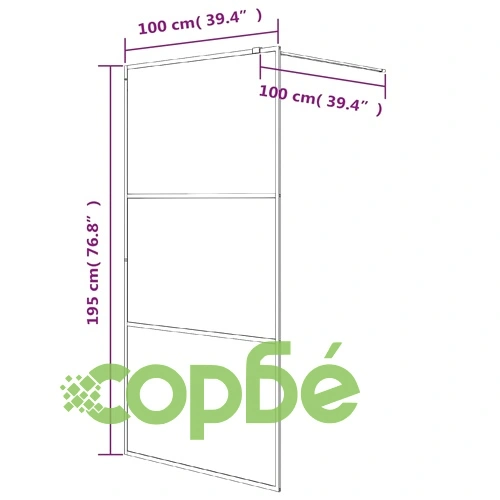 Параван за баня, черен, 100x195 см, прозрачно ESG стъкло ➤ топ цена ➤ sorbe.bg