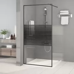 Параван за баня, черен, 100x195 см, прозрачно ESG стъкло