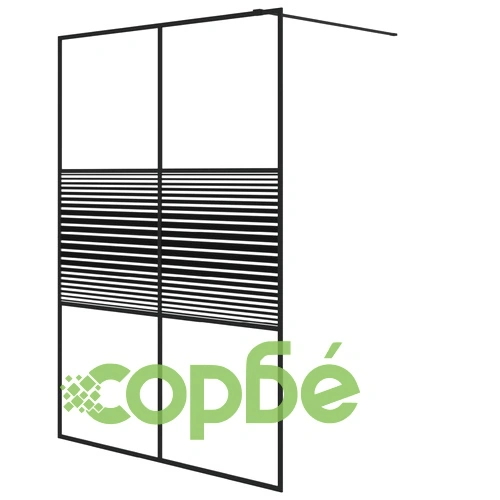 Параван за баня, черен, 140x195 см, прозрачно ESG стъкло ➤ топ цена ➤ sorbe.bg