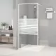 Параван за баня, бял, 90x195 см, прозрачно ESG стъкло