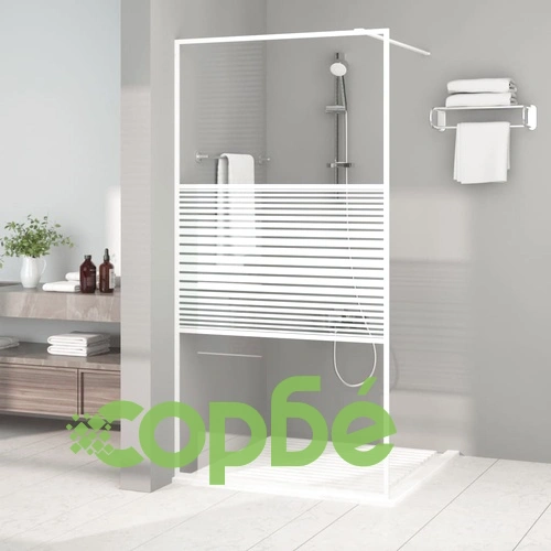 Параван за баня, бял, 100x195 см, прозрачно ESG стъкло ➤ топ цена ➤ sorbe.bg