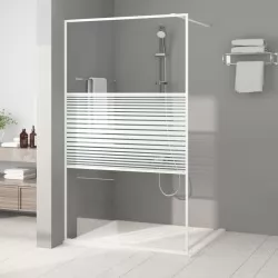 Параван за баня, бял, 115x195 см, прозрачно ESG стъкло