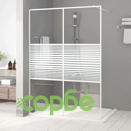 Параван за баня, бял, 140x195 см, прозрачно ESG стъкло ➤ топ цена ➤ sorbe.bg