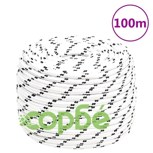 Плетено въже за лодка бяло 12 мм x 100 м полиестер ➤ топ цена ➤ sorbe.bg