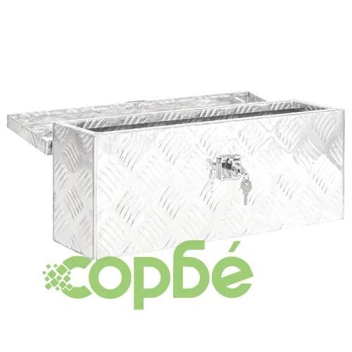 Кутия за съхранение, сребриста, 50x15x20,5 см, алуминий ➤ топ цена ➤ sorbe.bg