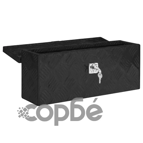 Кутия за съхранение, черна, 50x15x20,5 см, алуминий ➤ топ цена ➤ sorbe.bg
