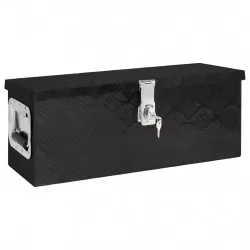 Кутия за съхранение, черна, 60x23,5x23 см, алуминий