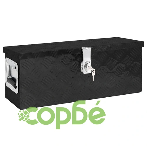 Кутия за съхранение, черна, 60x23,5x23 см, алуминий ➤ топ цена ➤ sorbe.bg