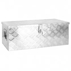 Кутия за съхранение, сребриста, 80x39x30 см, алуминий