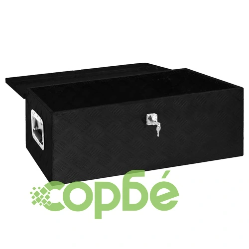 Кутия за съхранение, черна, 80x39x30 см, алуминий ➤ топ цена ➤ sorbe.bg
