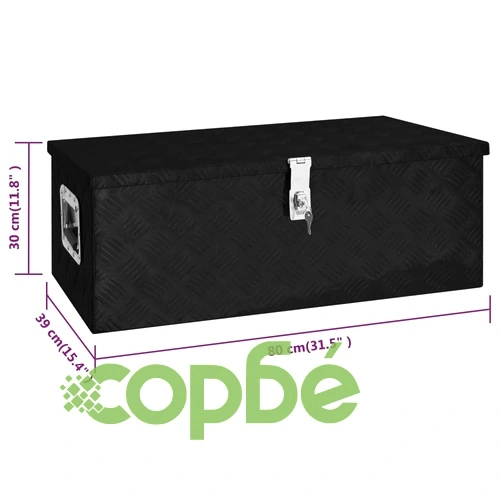 Кутия за съхранение, черна, 80x39x30 см, алуминий ➤ топ цена ➤ sorbe.bg