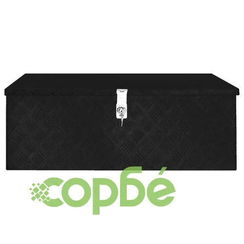 Кутия за съхранение, черна, 90x47x33,5 см, алуминий ➤ топ цена ➤ sorbe.bg