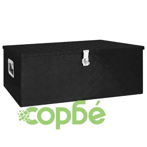 Кутия за съхранение, Черен , 100x55x37 см, алуминий ➤ топ цена ➤ sorbe.bg