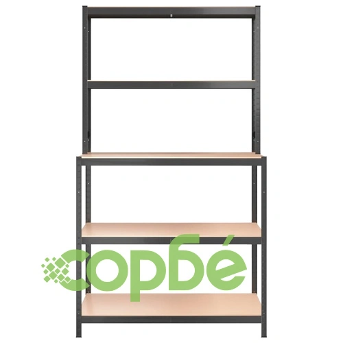 Работна маса с 5 рафта, антрацит, стомана и инженерно дърво ➤ топ цена ➤ sorbe.bg