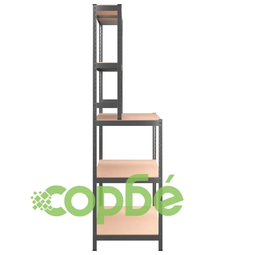 Работна маса с 5 рафта, антрацит, стомана и инженерно дърво ➤ топ цена ➤ sorbe.bg