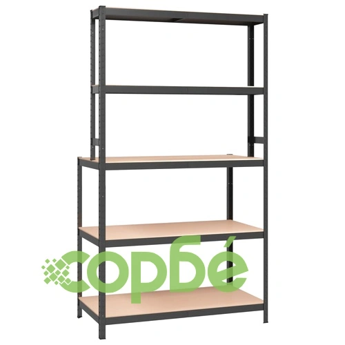 Работна маса с 5 рафта, антрацит, стомана и инженерно дърво ➤ топ цена ➤ sorbe.bg