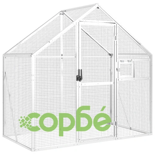 Волиера, сребриста, 179x100x185 см, алуминий ➤ топ цена ➤ sorbe.bg