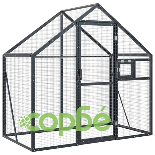 Волиера, антрацит, 179x100x185 см, алуминий ➤ топ цена ➤ sorbe.bg