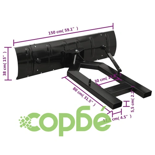 Снежен плуг за мотокар, 150x38 см, черен ➤ топ цена ➤ sorbe.bg