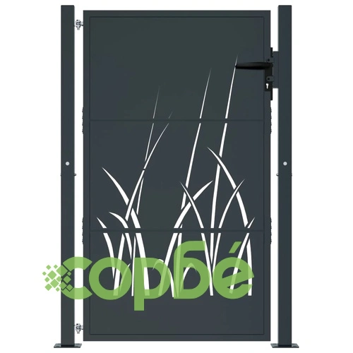 Градинска порта, антрацит, 105x130 см, стомана, дизайн с трева ➤ топ цена ➤ sorbe.bg