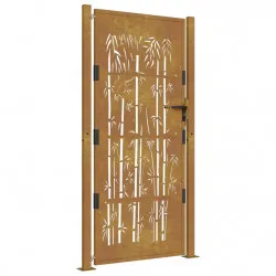 Градинска порта, 105x205 см, кортенова стомана, дизайн с бамбук