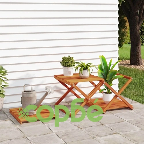 3-етажна сгъваема етажерка кафява 43x31x63 см масивна акация ➤ топ цена ➤ sorbe.bg