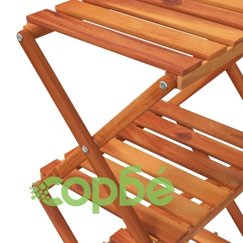 3-етажна сгъваема етажерка кафява 43x31x63 см масивна акация ➤ топ цена ➤ sorbe.bg