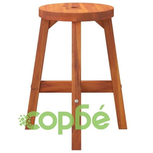 Табуретка, кафява, 38x38x45 см, кръгла, масивно дърво акация ➤ топ цена ➤ sorbe.bg