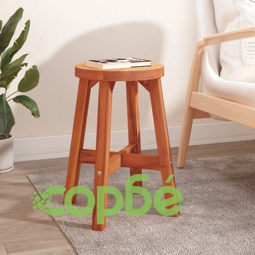 Табуретка, кафява, 38x38x45 см, кръгла, масивно дърво акация ➤ топ цена ➤ sorbe.bg