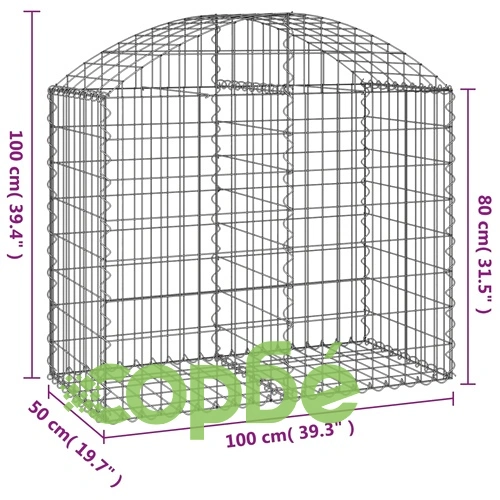Дъговидна габионна кошница 100x50x80/100 см поцинковано желязо ➤ топ цена ➤ sorbe.bg