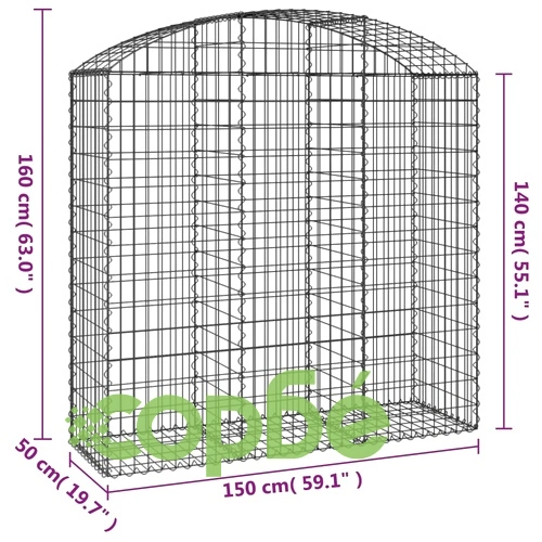 Дъговидна габионна кошница 150x50x140/160 см поцинковано желязо ➤ топ цена ➤ sorbe.bg