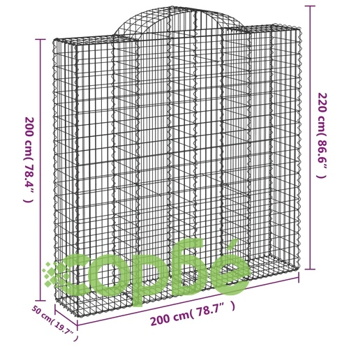 Дъговидна габионна кошница 200x50x200/220 см поцинковано желязо ➤ топ цена ➤ sorbe.bg