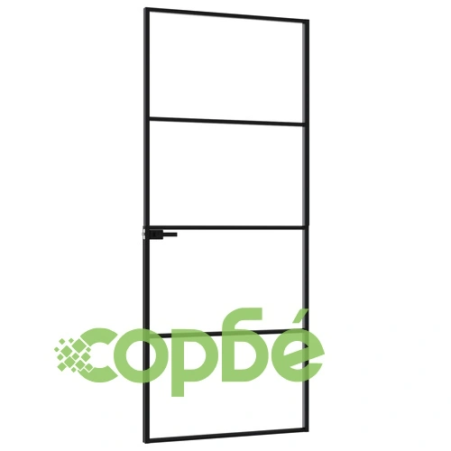 Интериорна врата черна 83x201,5 см закалено стъкло и алуминий ➤ топ цена ➤ sorbe.bg