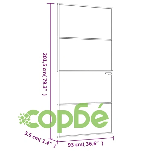 Интериорна врата черна 93x201,5 см закалено стъкло и алуминий ➤ топ цена ➤ sorbe.bg