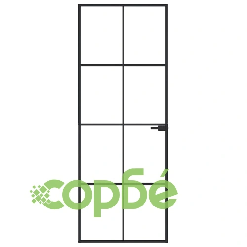 Интериорна врата черна 76x201,5 см закалено стъкло и алуминий ➤ топ цена ➤ sorbe.bg