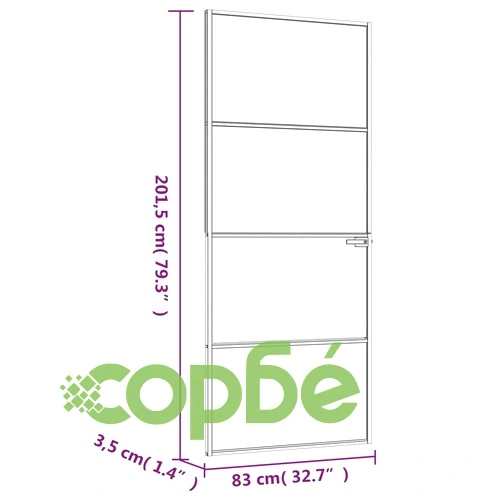 Интериорна врата бяла 83x201,5 см закалено стъкло и алуминий ➤ топ цена ➤ sorbe.bg