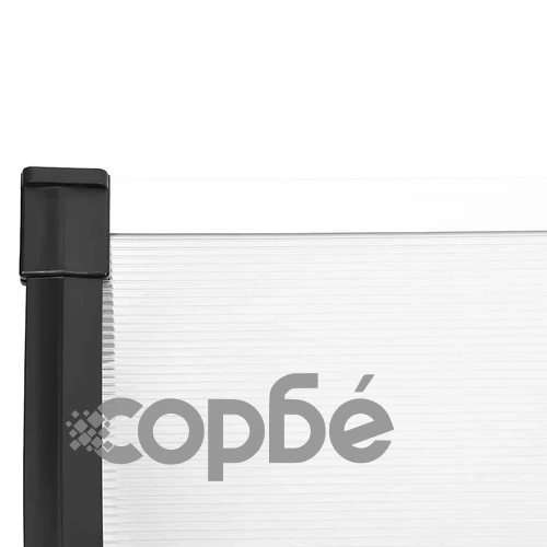 Навес за врата, черно и прозрачно, 239x90 см, поликарбонат ➤ топ цена ➤ sorbe.bg