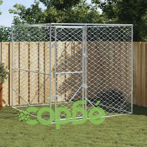 Външна клетка за куче сребриста 2x2x2 м поцинкована стомана ➤ топ цена ➤ sorbe.bg