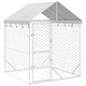 Външна клетка за куче с покрив сребриста 2x2x2,5 м стомана