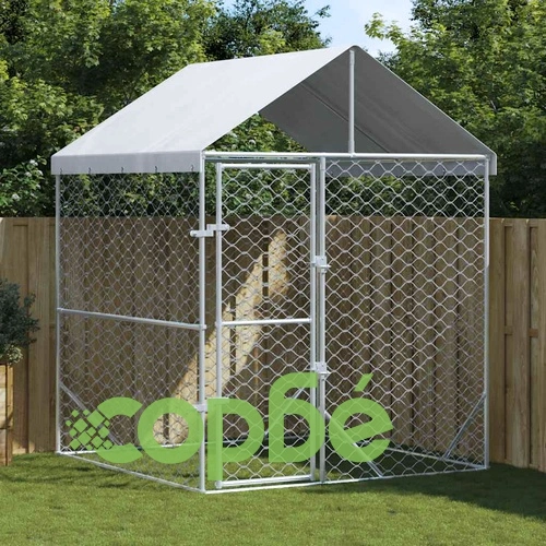 Външна клетка за куче с покрив сребриста 2x2x2,5 м стомана ➤ топ цена ➤ sorbe.bg