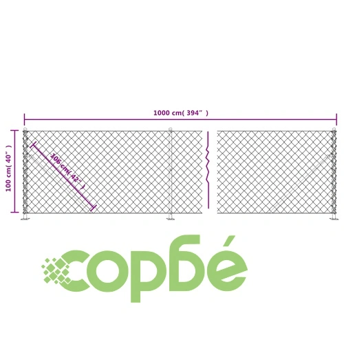 Плетена оградна мрежа с фланец, сребриста, 1x10 м ➤ топ цена ➤ sorbe.bg