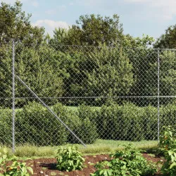 Плетена оградна мрежа с фланец, сребриста, 2x10 м
